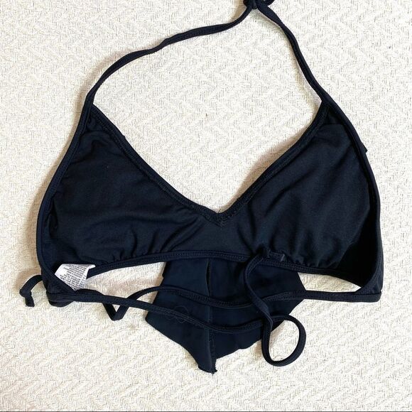 HURLEY Black Fringed Triangle String Bikini Top - Size Small - Picture 6 of 7